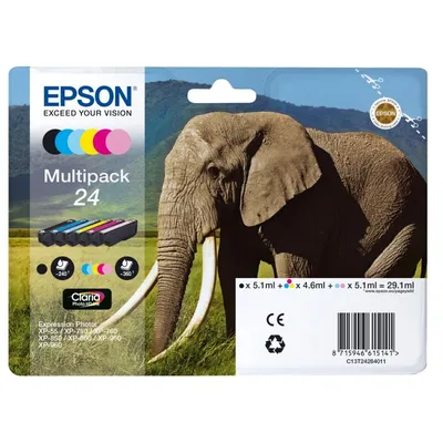 Epson Elephant C13T24284011 Druckerpatrone 6 Stück(e) Original Standardertrag Schwarz, Cyan, Helle Cyan, Magenta, Helle Magenta, Gelb
