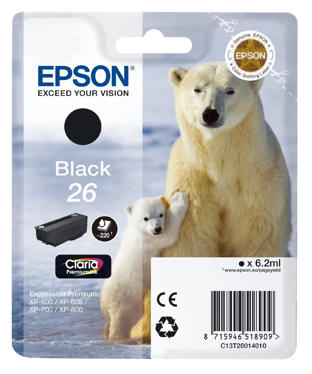 Epson Polar bear C13T26014010 Druckerpatrone 1 Stück(e) Original Schwarz