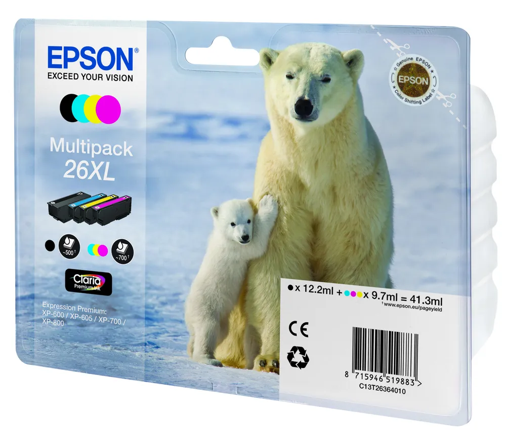 C13T26364010 26XL Eisbär MultiPack C/M/Y/BK Druckerpatrone