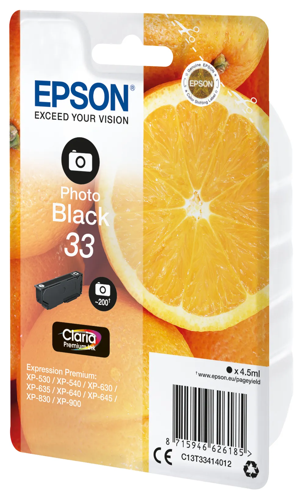 Epson Oranges 33 Claria Premium Fotografieschwarz Tintenpatrone