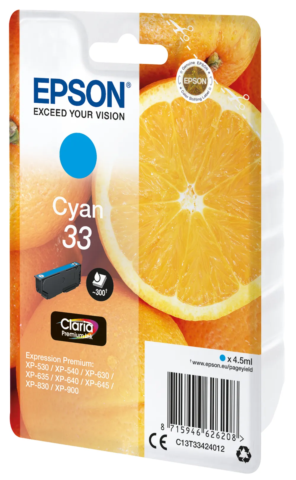 Tintenpatrone Epson Claria Premium Cyan 33 4,5 ml