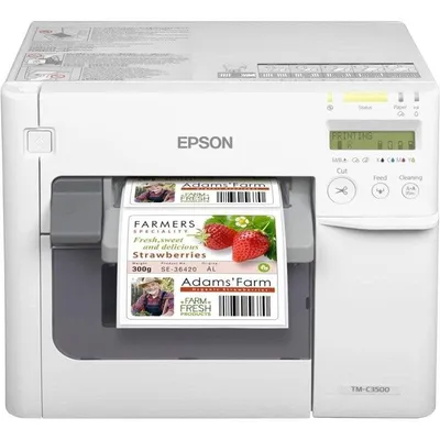 Etikettendrucker Epson TM-C3500 Farbtintenstrahl USB Ethernet Autocutter Weiß