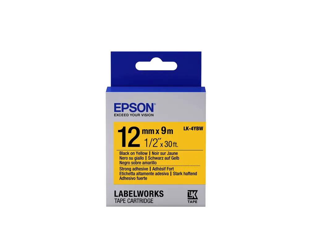Widerstandsfähiges Klebeband Epson LK-4YBW 12mm gelb 9m