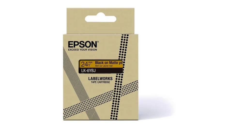 Etikettenband für Epson-Drucker LK-6YBJ Schwarz auf Gelb 2,4 cm