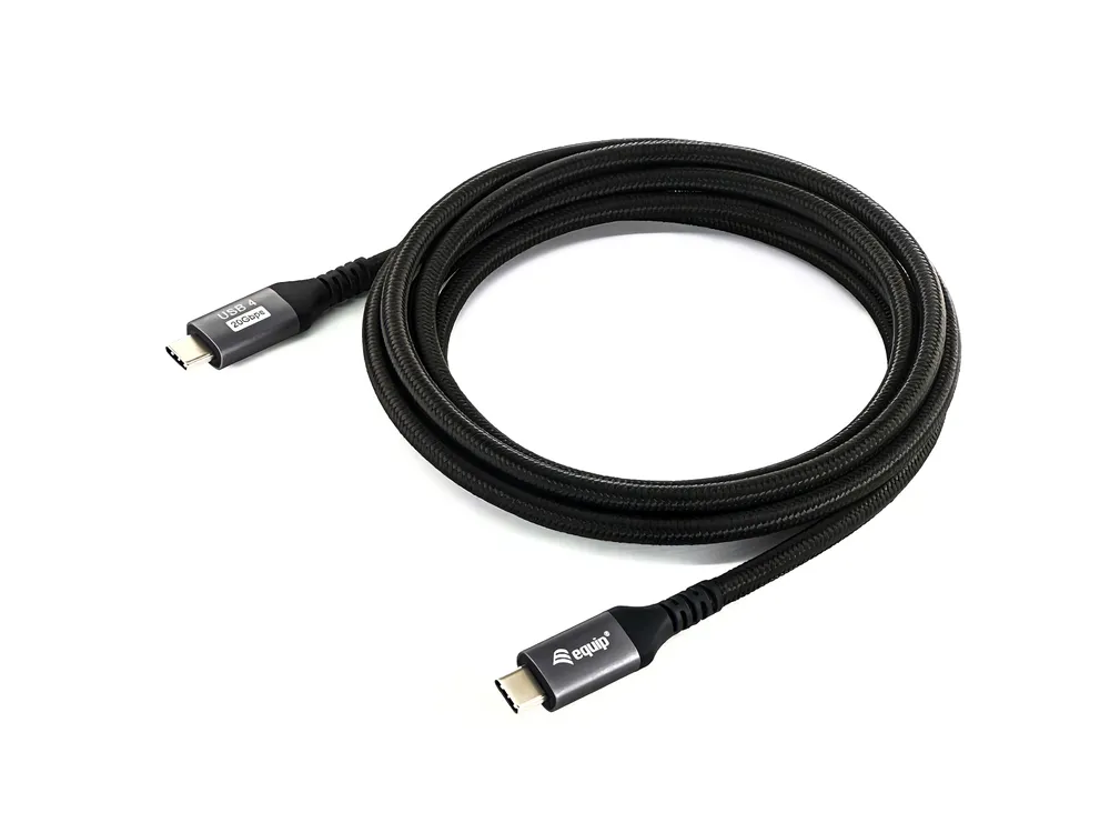 Kabel USB-C Equip 128382 USB4 Gen 2x2 2m 20Gbps PD 100W 4K60Hz Schwarz Geflochten