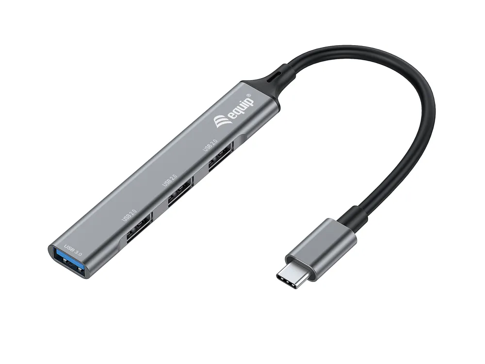 Hub Equip 4 Ports 5000 Mbit/s USB 3.2 Gen 1 128961 Aluminium Schwarz Grau
