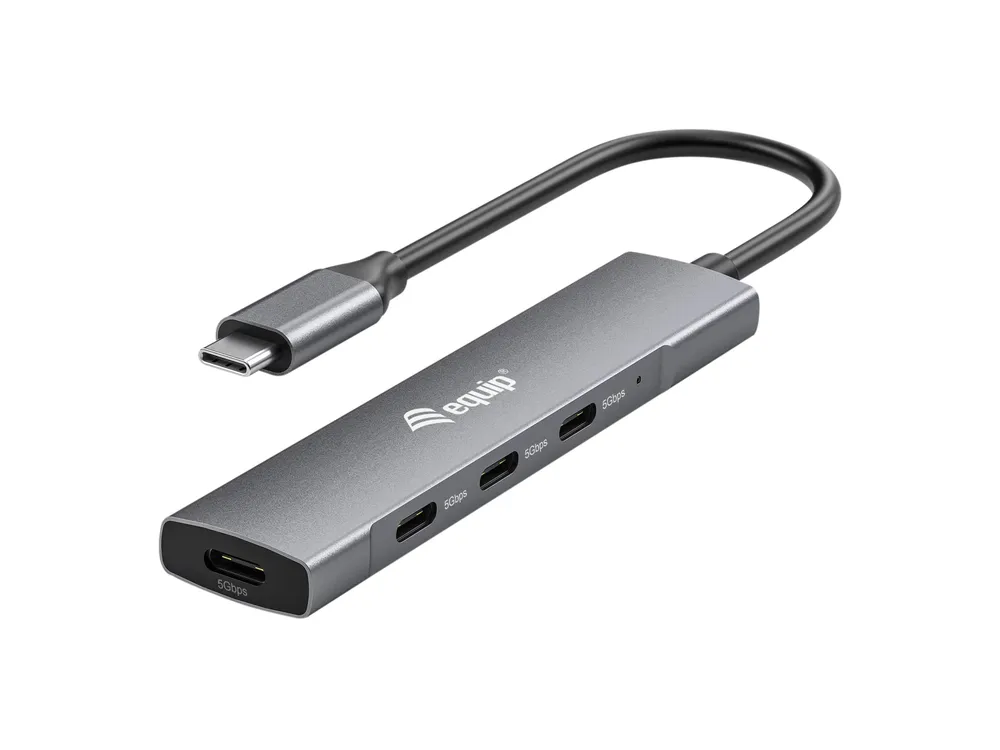 USB-C Hub Equip 128963 4 Ports Aluminium 5Gbps 0.15m Schwarz/Silber
