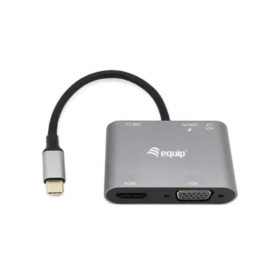 Adapter USB-C Equip 133483 5-in-1 HDMI 4K VGA USB 3.0 PD Aluminium Schwarz