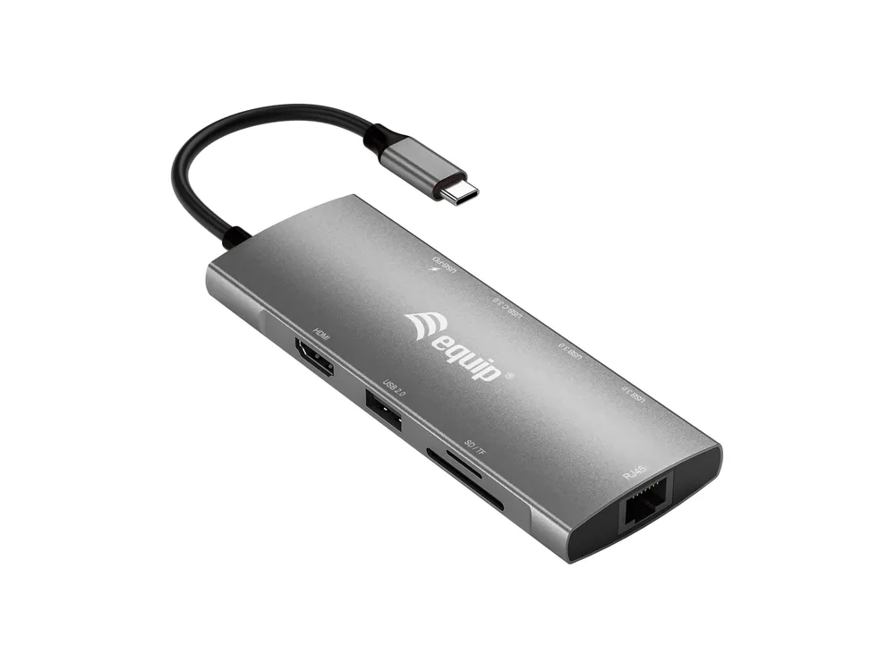 USB-C Adapter Equip 133695 9-in-1 HDMI 4K 60Hz 100W PD Ethernet Aluminium Grau
