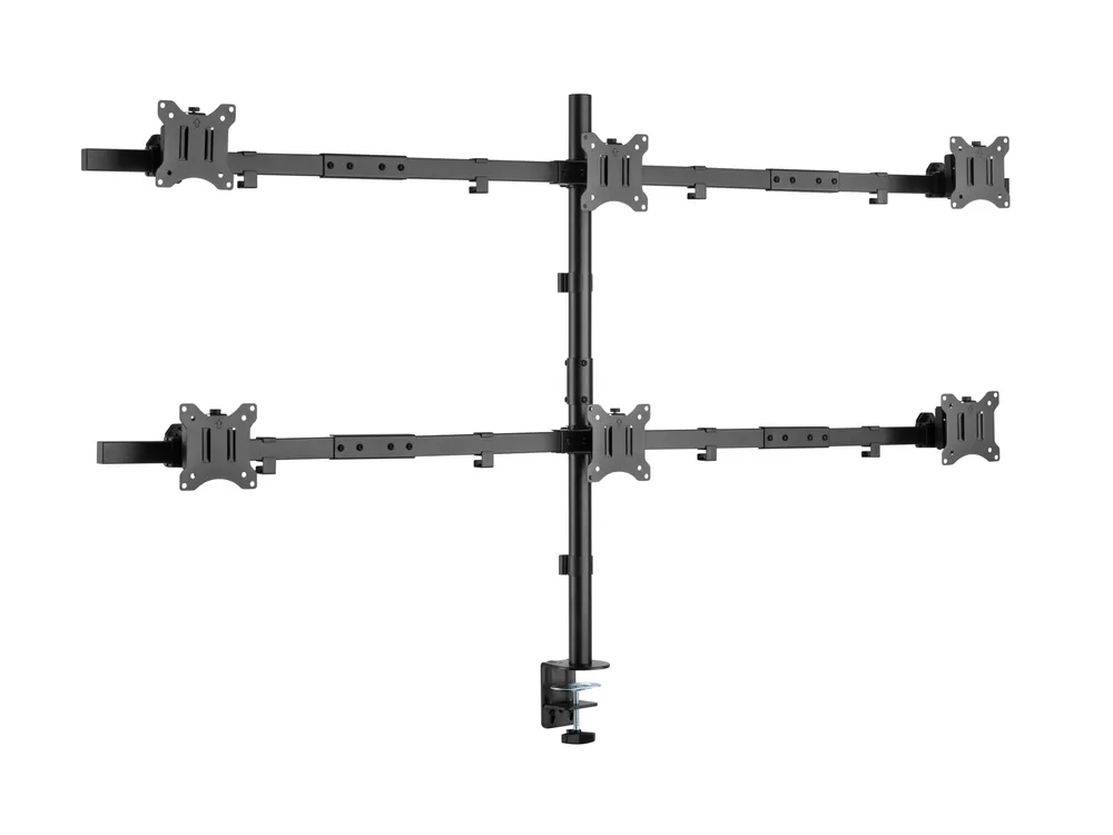 "17""-32"" Schwenkbare 6-Monitor-Schreibtischhalterung, Schwarz"
