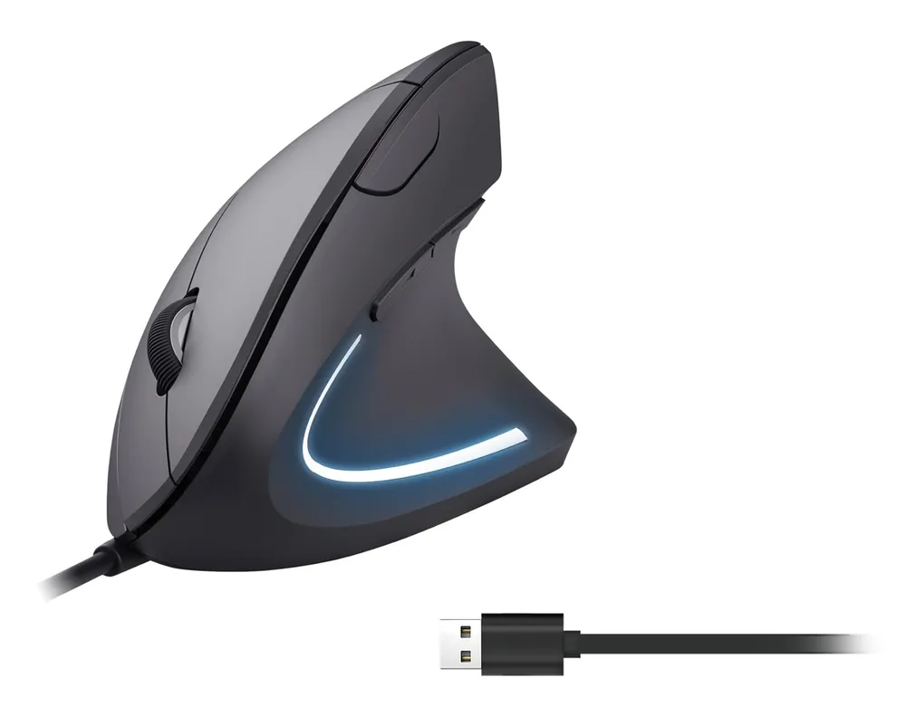 Maus Equip 245118 Kabelgebunden 3200 DPI Schwarz Vertikal Ergonomisch Blaues Licht