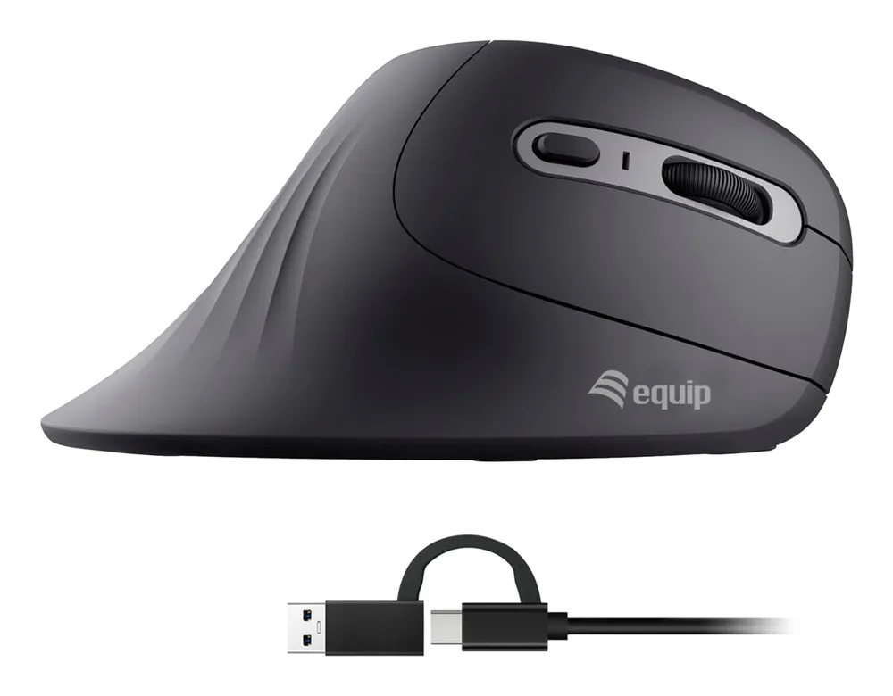 Ratón Equip 245119 USB Type-A + USB Type-C 7200DPI Schwarz Vertikal 6 Tasten