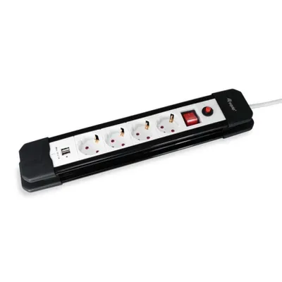 Steckdosenleiste Equip 245553 4 Steckplätze mit Schalter 2 USB-A Weiß Schwarz