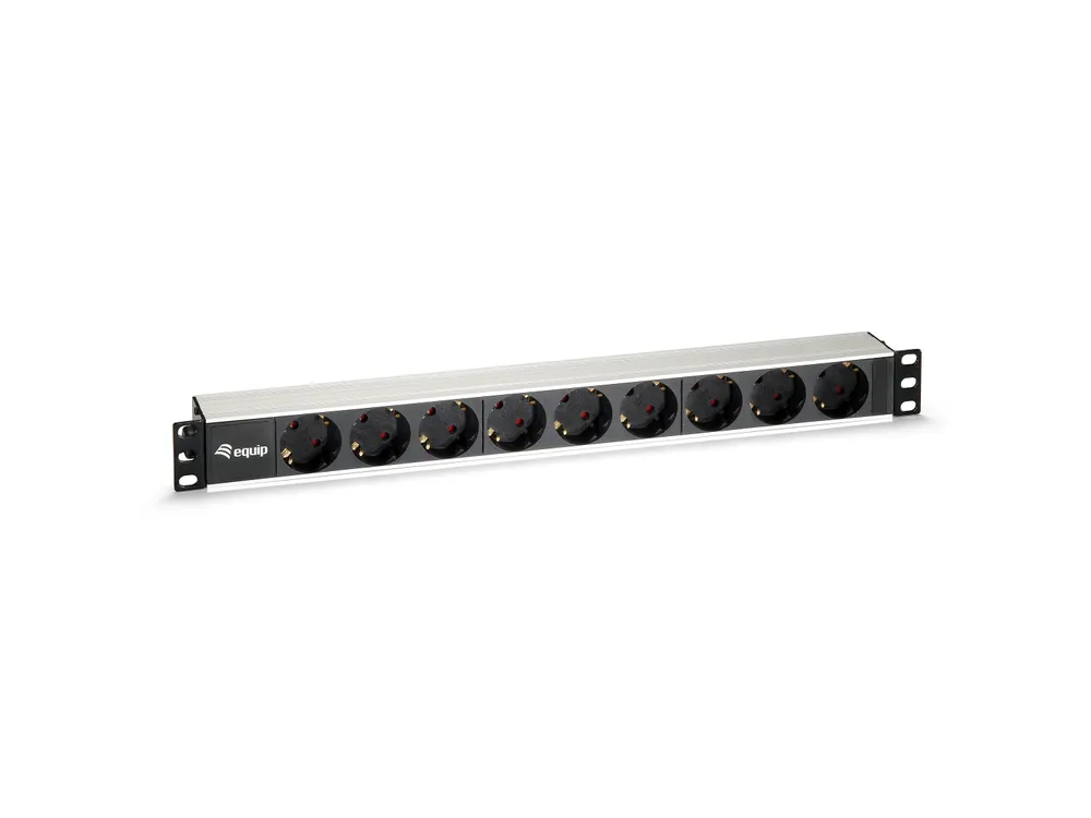 Equip 333292 Stromverteilereinheit (PDU) 9 AC-Ausgänge 1U Schwarz, Silber