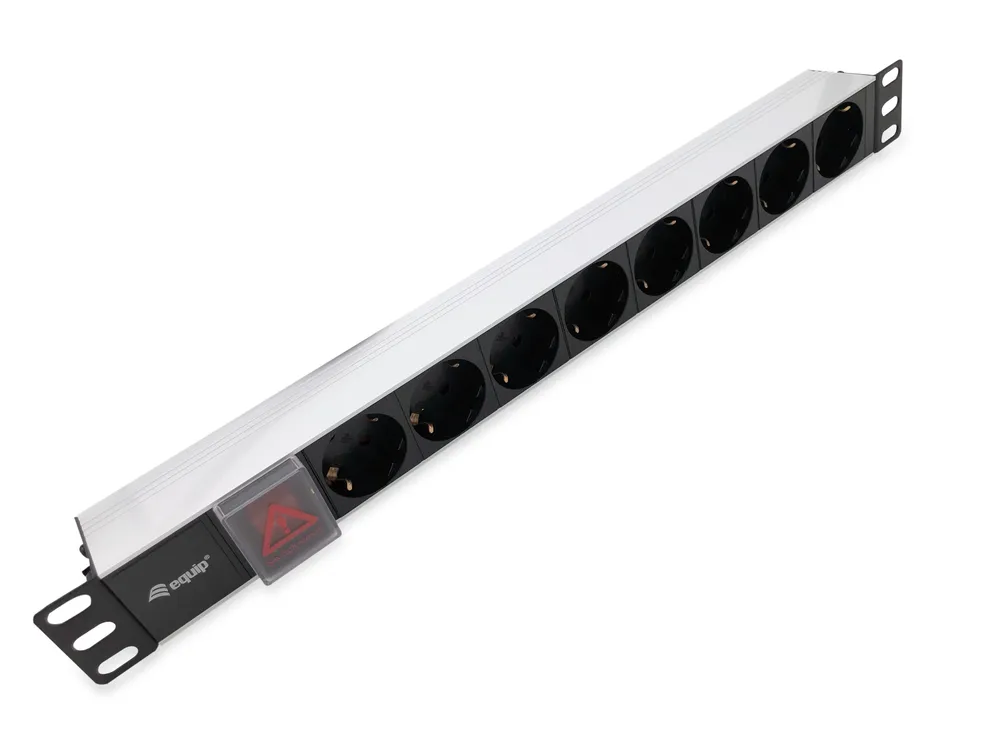Equip 333293 Stromverteilereinheit (PDU) 8 AC-Ausgänge 1U Schwarz, Silber