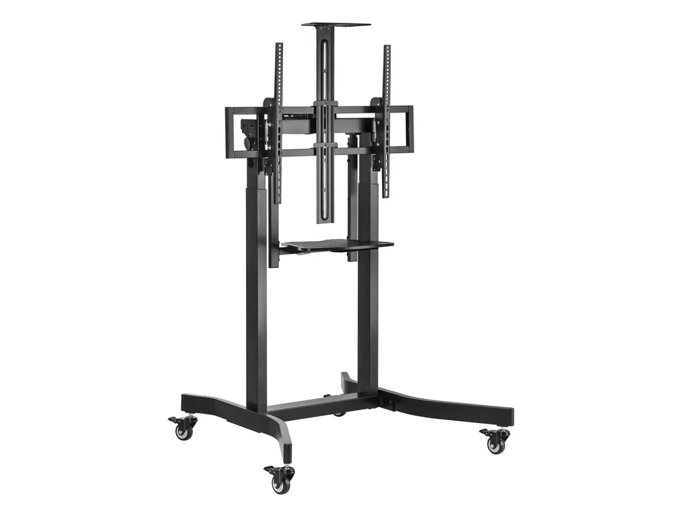 TV Wagen motorgesteuert Equip 650633 55"-100" max. 120 kg Alu/Plastik/Steel Schwarz Höhenverstellung Kippfunktion mit Regal