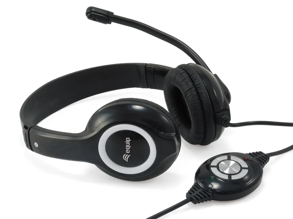 Kopfhörer Equip 245301 kabelgebunden USB Type-A für Anrufe und Musik schwarz