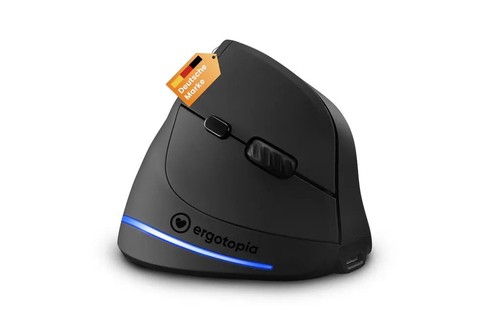 Ergotopia Curve – Kabellose Vertikale-Maus (für Rechtshänder) ergonomische Maus (Bluetooth, Funk, Ergonomisch)