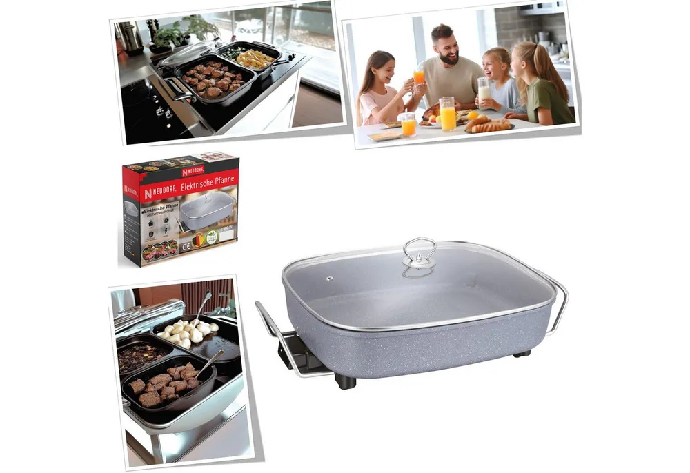 Ertex Elektrogrill Elektrische Partypfanne 7L Multi Pan – Große Antihaft-Grillpfanne, 1500 W