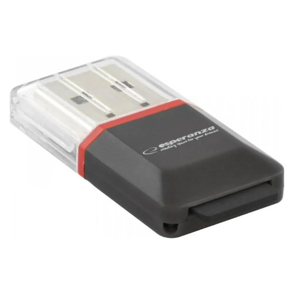 Kartenleser Esperanza EA134K MicroSD MicroSDHC USB 2.0 Schwarz Silber Transparent