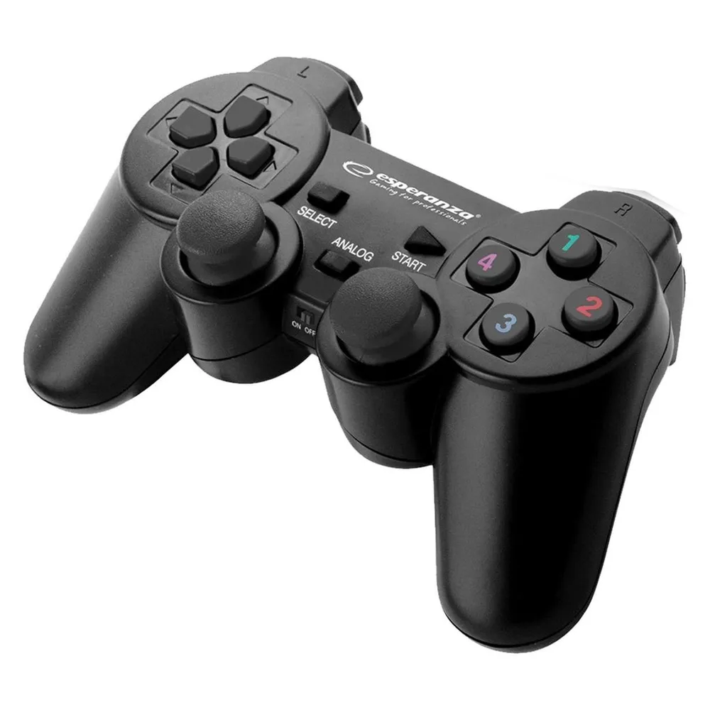 Gamepad Esperanza EGG108K PC PS3 12 Tasten D-Pad Analog USB Schwarz