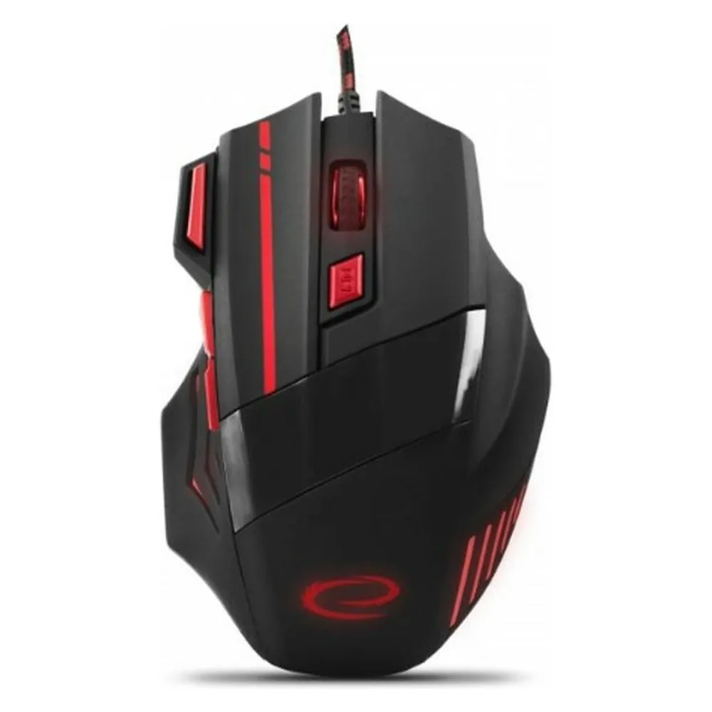 Maus Esperanza EGM201R USB kabelgebunden 2400 DPI Schwarz Rot 7 Tasten Beleuchtung