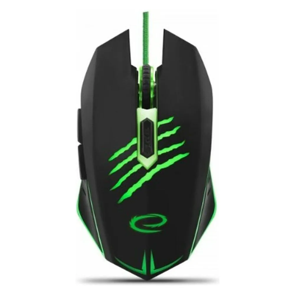 Ratón Esperanza EGM209G USB 2400DPI Negro Verde Iluminación 6 Botones