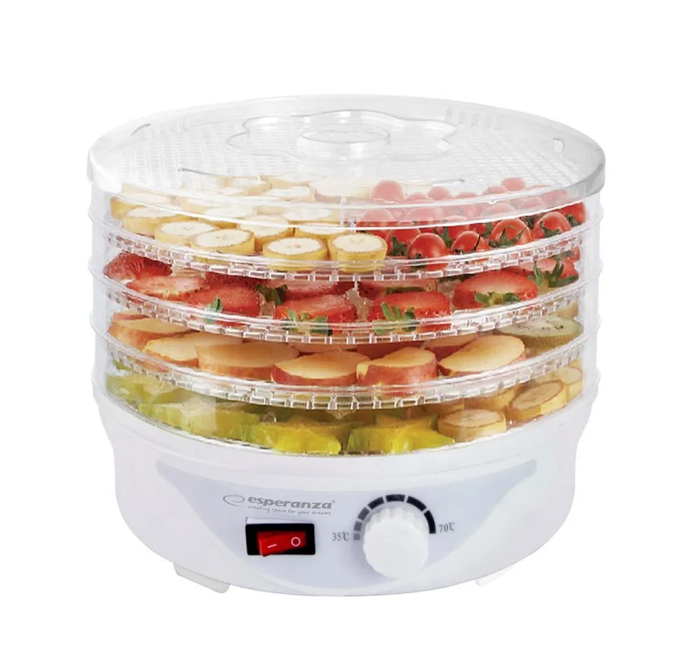 Esperanza Dörrautomat DÖRGERÄT FÜR PILZE, FRÜCHTE, GEMÜSE, KRÄUTER UND BLUMEN-DÉLICATESSE 250,00 W, Überhitzungsschutzes & einfach zu verwenden