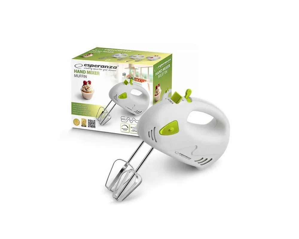 Esperanza Handmixer Esperanza Muffin Green Handmixer mit Edelstahl Rührbesen