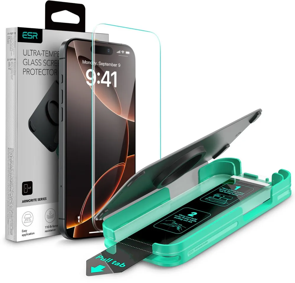 ESR Displayschutzglas Armorite Displayschutz für iPhone 16 Pro Max für iPhone 16 Pro Max, Ultimativer Bildschirmschutz