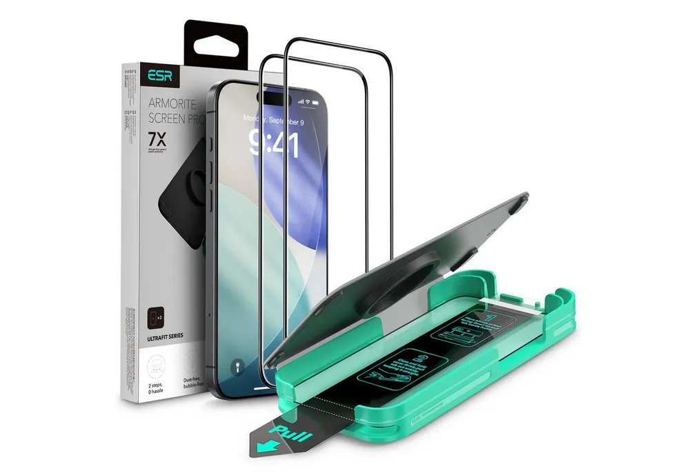 ESR Displayschutzglas Armorite Displayschutz für iPhone 17 Pro Max, UltraFit Aufbringhilfe, Laufsprecherabschirmung, gehärtetes Glas