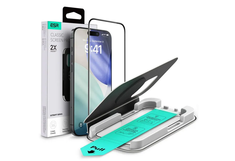 ESR Displayschutzglas Tempered-Glass Displayschutz für iPhone 17/16 Pro, UltraFit Aufbringhilfe, Kratzfestigkeit, gehärtetes Glass