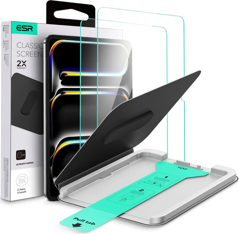 ESR Displayschutzglas Tempered-Glass für Apple iPad Pro 11" (2025 & 2024), 2er Set, 2 Stück, 2er Pack, Kratzfest, Stöße bis 15kg
