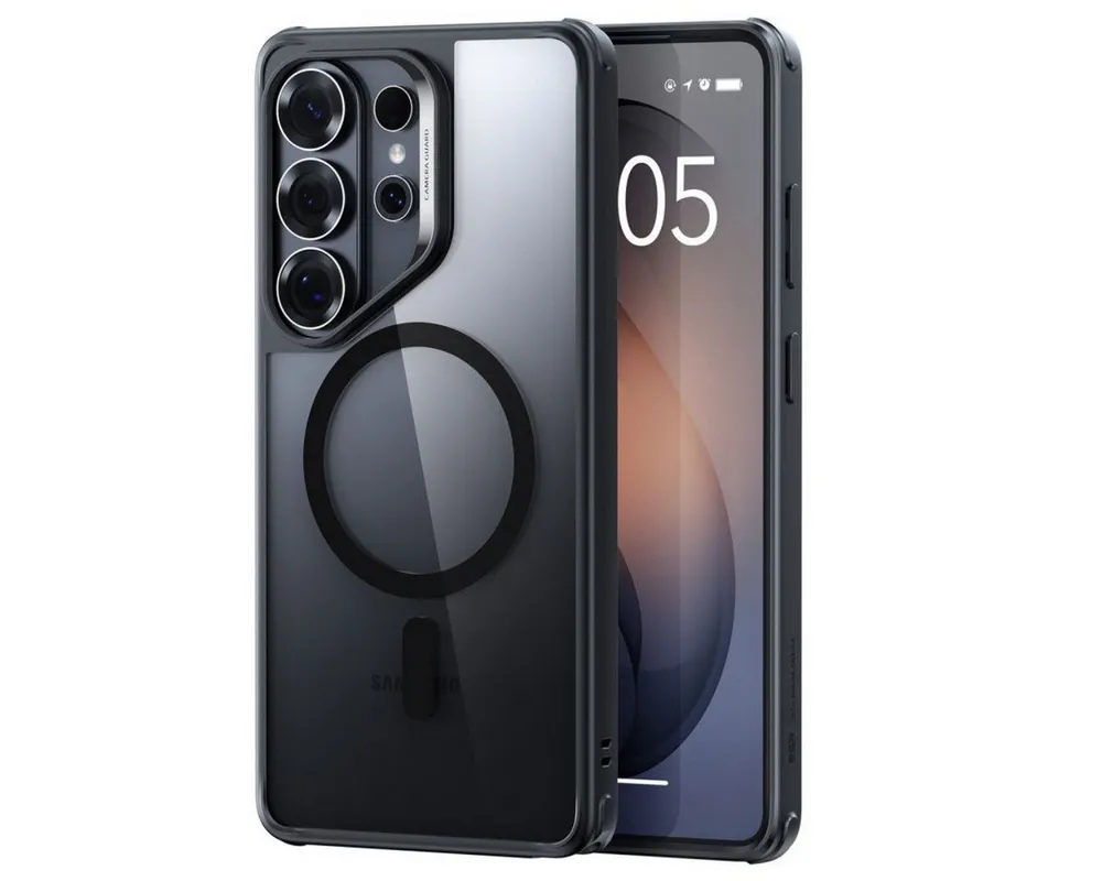 ESR Handyhülle Classic Hybrid für Samsung Galaxy S26 Ultra Klar Schwarz Magnetisch 6,9 Zoll, Metallrahmen dient zugleich als stabiler Ständer
