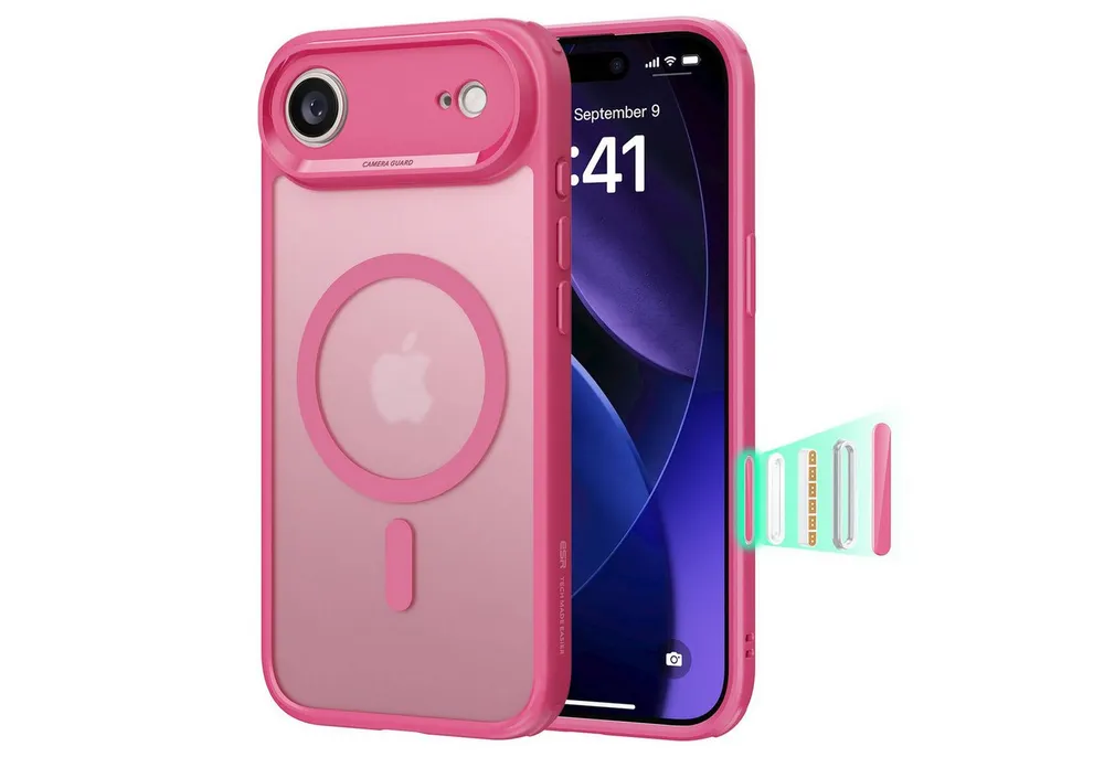 ESR Handyhülle Classic Hybrid HaloLock Case für iPhone 17 Air, Kamerasteuerung Taste, 3,3m Fallschutz, 1,5kg Magnetkraft