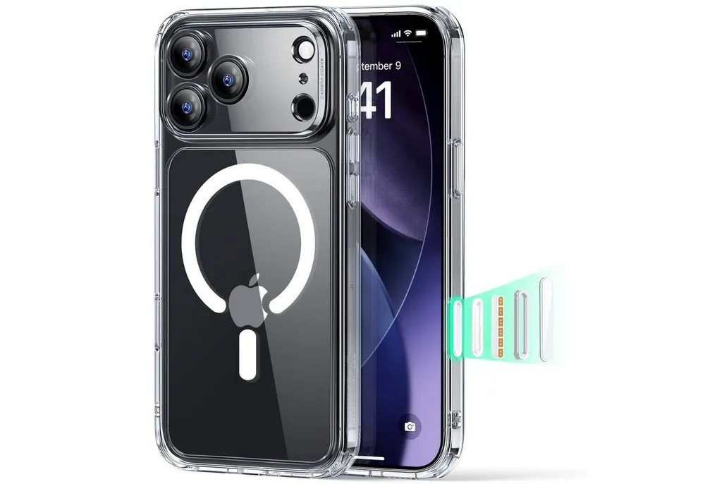 ESR Handyhülle Classic Hybrid HaloLock Case für iPhone 17 Pro Max, Kamerasteuerung Taste, 3,3m Fallschutz, 1,5kg Magnetkraft