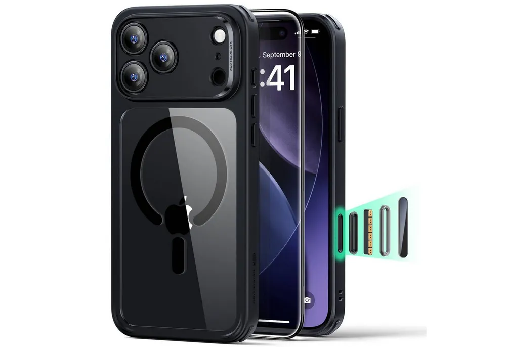 ESR Handyhülle Set aus Classic Hybrid HaloLock Case & Tempered-Glass Displayschutz