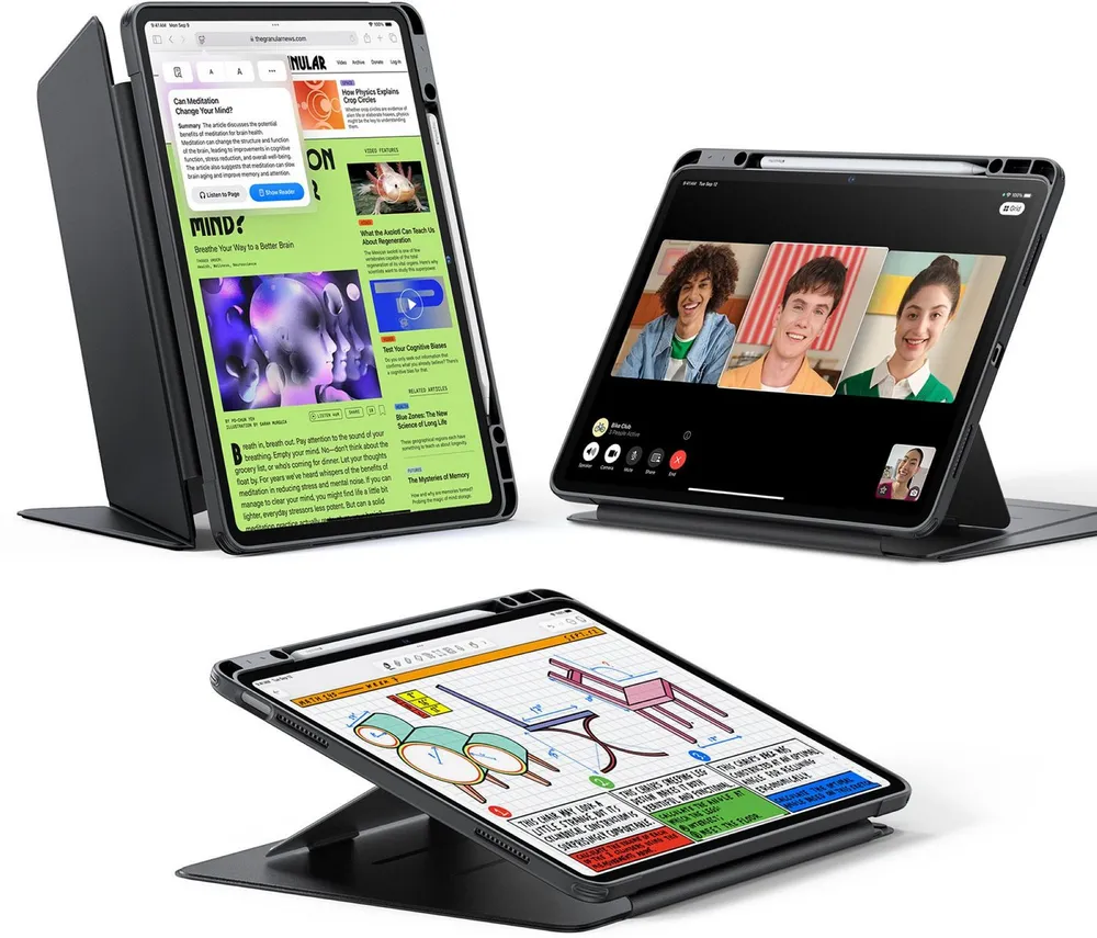ESR Tablet-Hülle Flip Hybrid Case Apple iPad Air 13" (M4 2026 & M3 2025 & M2 2024) 13", 3 Querformat-Modi, "Wake-/Sleep-" Funktion