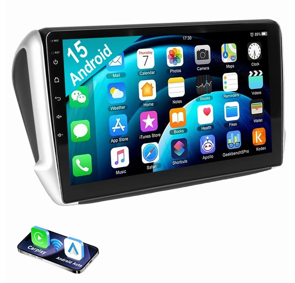 ESSGOO 10.1" Für Peugeot 208/2008 2012-2018 Autoradio Android 15 Autoradio (RDS, Digitalradio (DAB), FM, AM, Apple Carplay Android Auto NAVI SWC BT EQ)