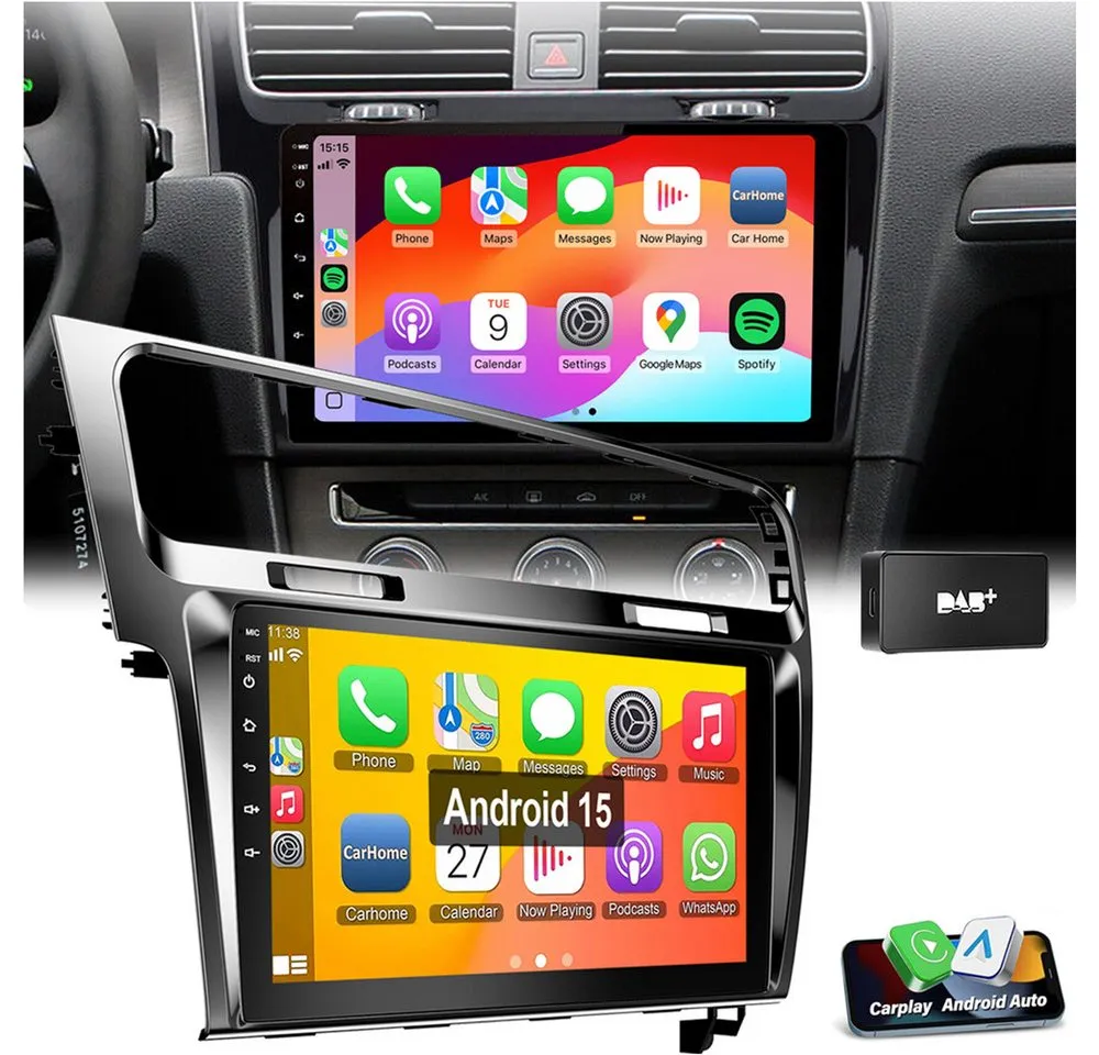 ESSGOO 10.1" Für VW Golf 7 VII MK7 2013-2017 Android 15 Autoradio Autoradio (RDS, Digitalradio (DAB), FM, Carplay GPS NAVI WIFI RDS SWC BT)