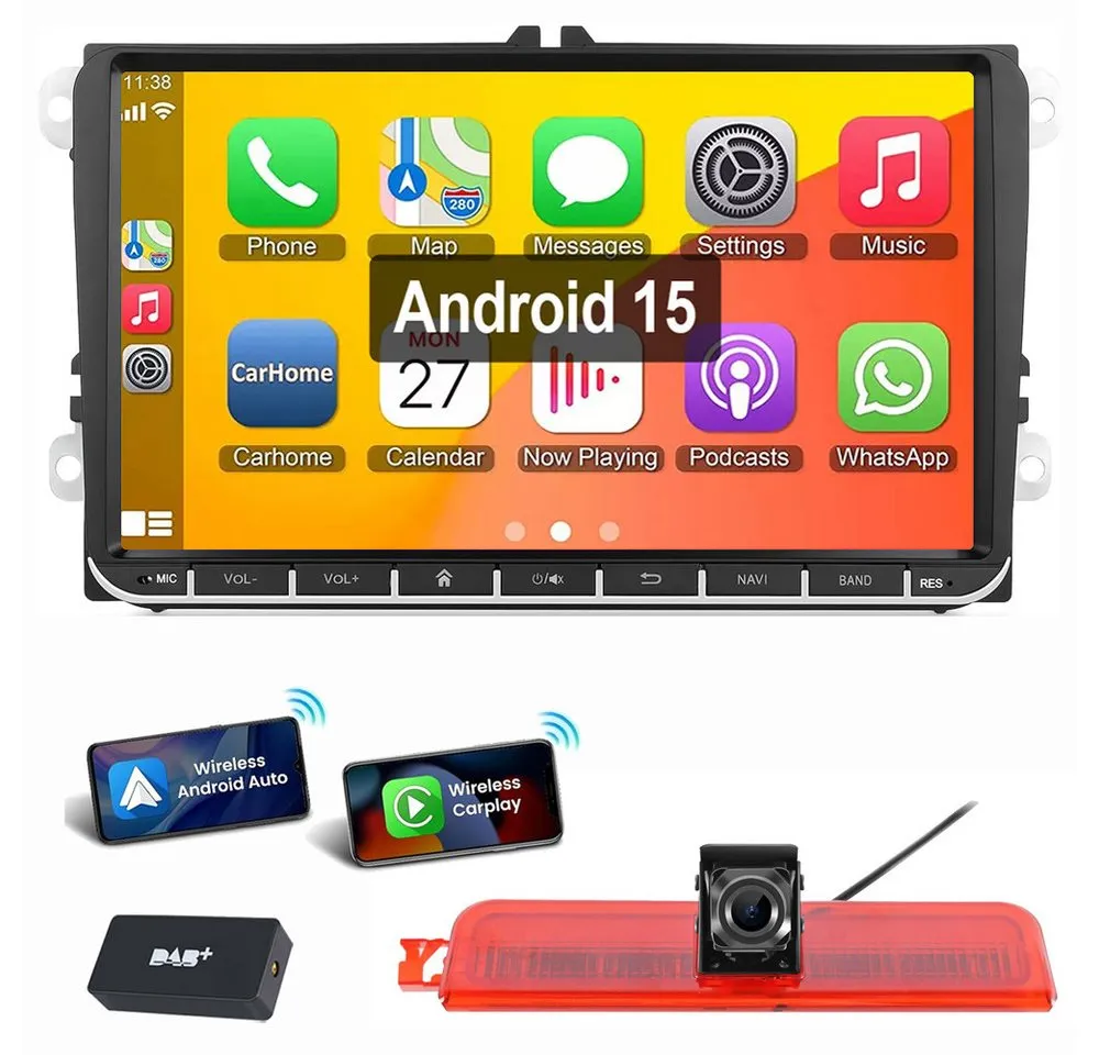 ESSGOO 7"/9" Für VW Caddy Life 2K Facelift Mit Rückfahrkamera Bremsleuchte Autoradio (RDS, Digitalradio (DAB), FM, AM, Apple Carplay Android Auto GPS Navi WIFI BT SWC)