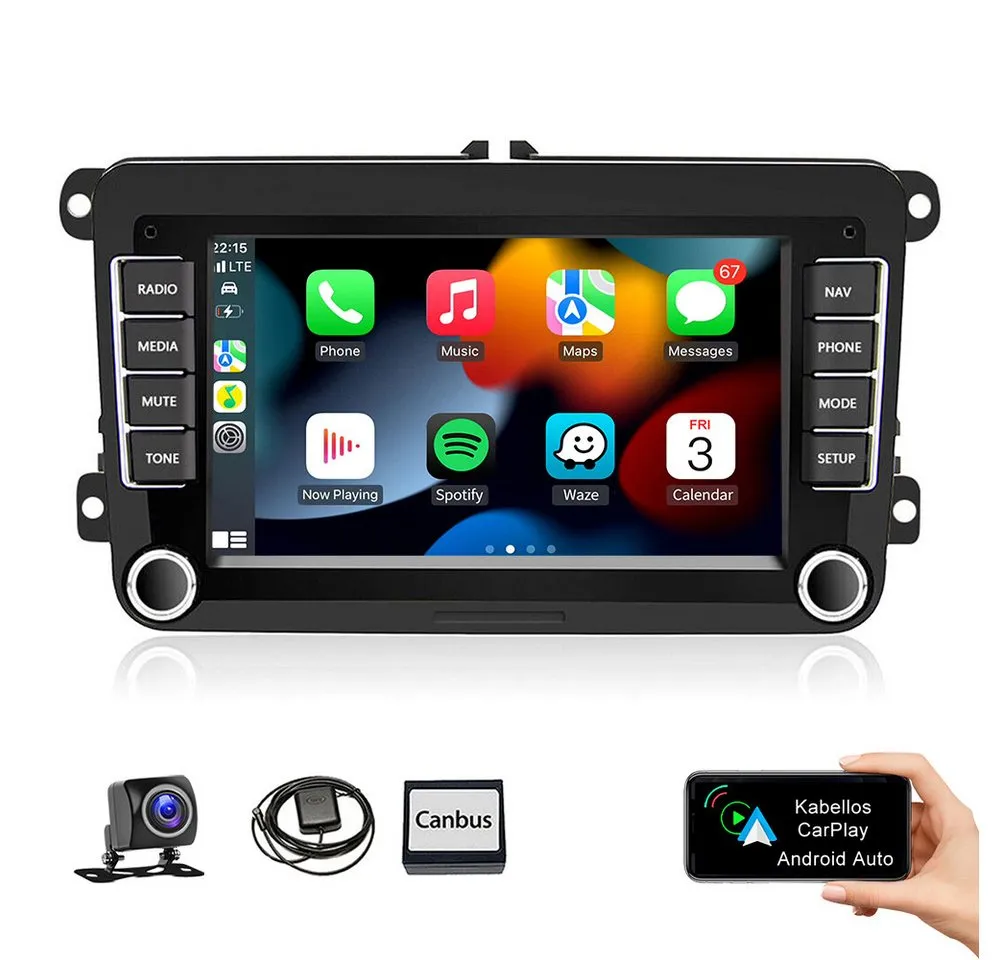 ESSGOO 7" Android 15 Für VW GOLF 5 6 Touran Polo Passat Caddy Seat Skoda EOS Autoradio (RDS, FM, DAB+ (optional), 2 DIN Carplay Android Auto Bluetooth EQ USB GPS Navi WIFI Touchscreen)