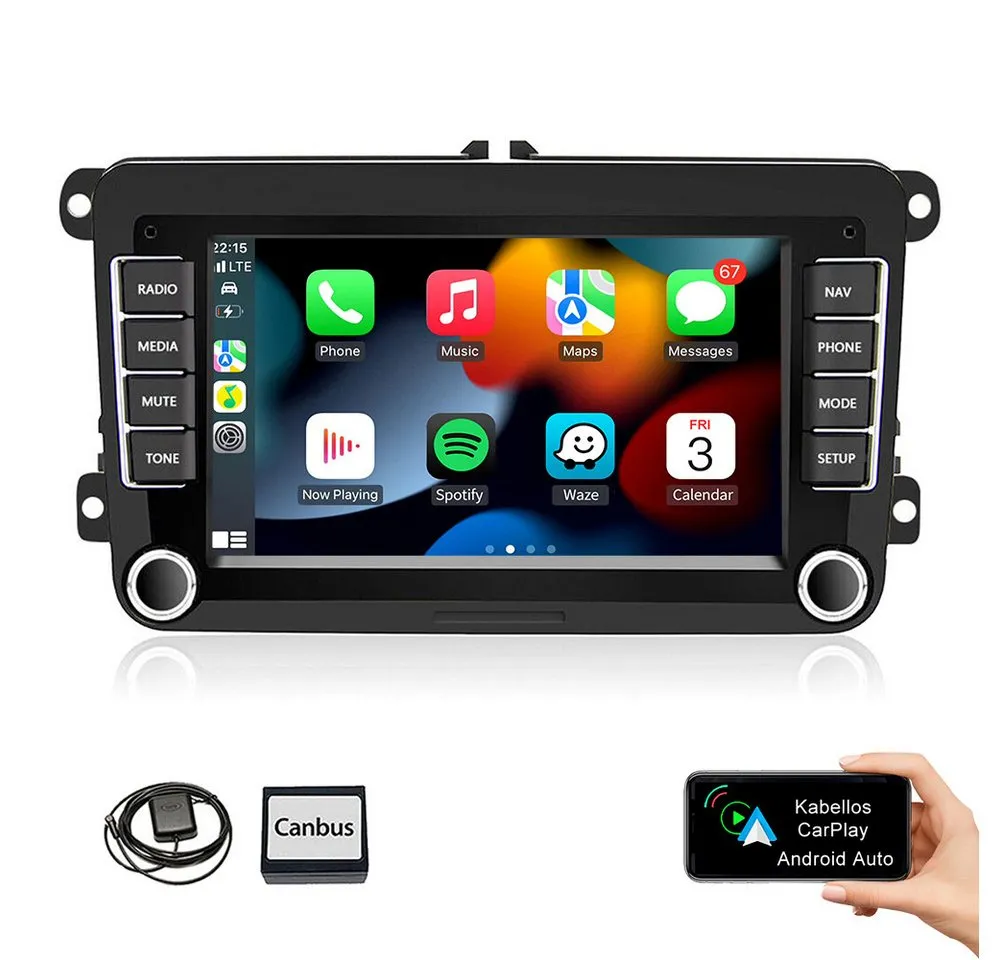 ESSGOO 7" Android 15 Für VW GOLF 5 6 Touran Polo Passat Caddy Seat Skoda EOS Autoradio (RDS, FM, DAB+ (optional), 2 DIN Carplay Android Auto Bluetooth EQ USB GPS Navi WIFI Touchscreen)