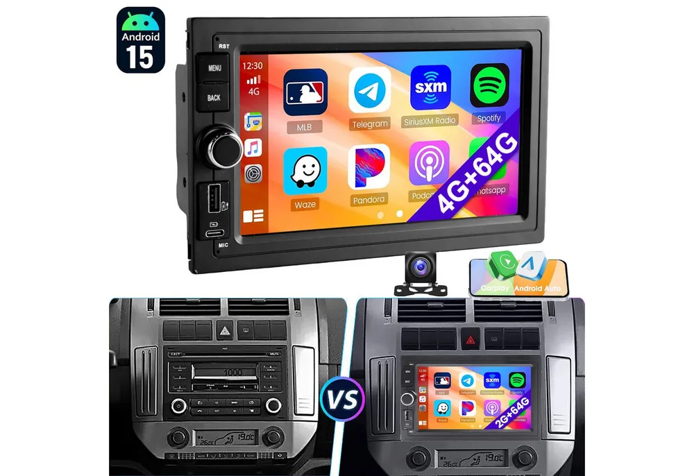 ESSGOO 7'' Android15 CarPlay Für VW Golf 4 Polo 9N Passat B5 Auto Radio BT4.1 Navigationsgerät (Apple Carplay Android Auto GPS Navi WIFI BT EQ mit USB- und Type-C)