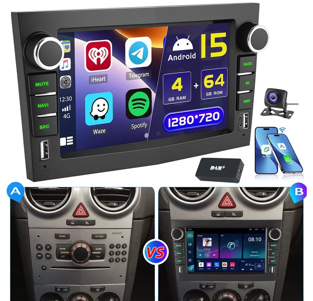 ESSGOO Android 15 Für Opel Zafira B Corsa C D Astra H Vivaro Vectra Autoradio (RDS, Digitalradio (DAB), FM)