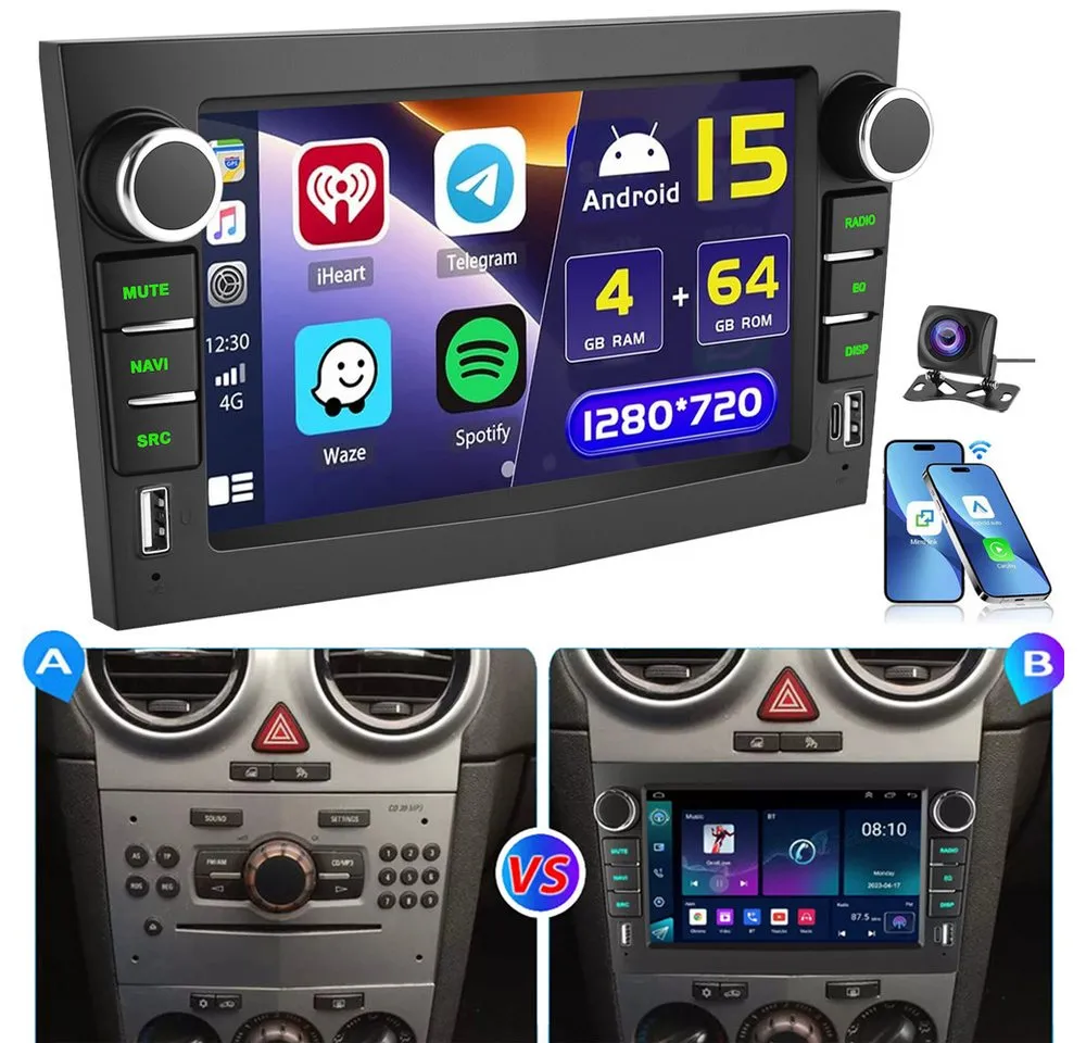 ESSGOO Android 15 Für Opel Zafira B Corsa C D Astra H Vivaro Vectra Autoradio (RDS, Digitalradio (DAB), FM)