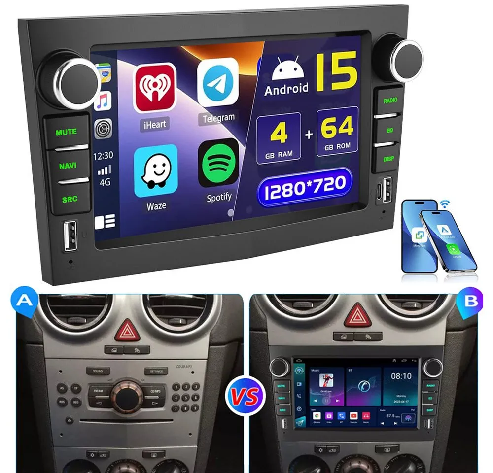 ESSGOO Android 15 Für Opel Zafira B Corsa C D Astra H Vivaro Vectra Autoradio (RDS, Digitalradio (DAB), FM)