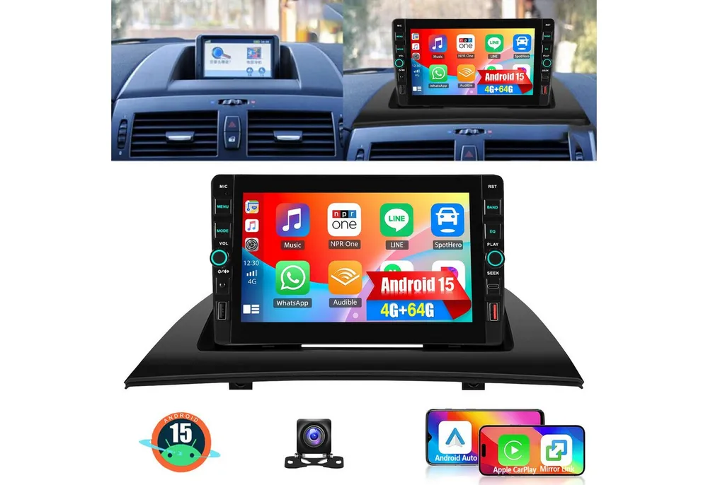ESSGOO Autoradio Android15 Für BMW X3 E83 2006-2010 GPS Navi WIFI Carplay USB Autoradio (RDS, 4+64GB(optional), Digitalradio (DAB), FM, SWC, Apple Carplay Android Auto GPS Navi WIFI BT EQ)