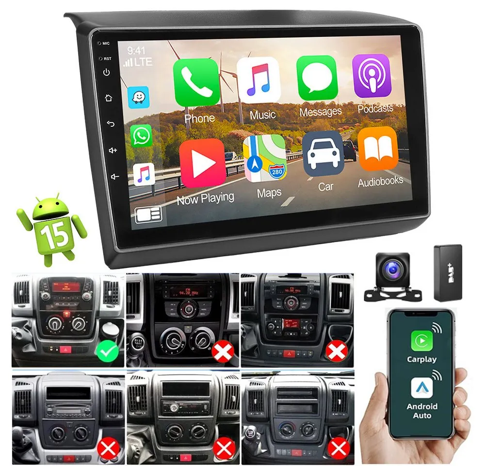 ESSGOO DAB+ 64G Android 15 Für Fiat Ducato 2006-2022 GPS Navi WiFi Carplay Autoradio (RDS, 4+64GB(optional), Digitalradio (DAB), FM, AM, Carplay Android Auto Bluetooth EQ USB GPS Navi WIFI Touchscreen)