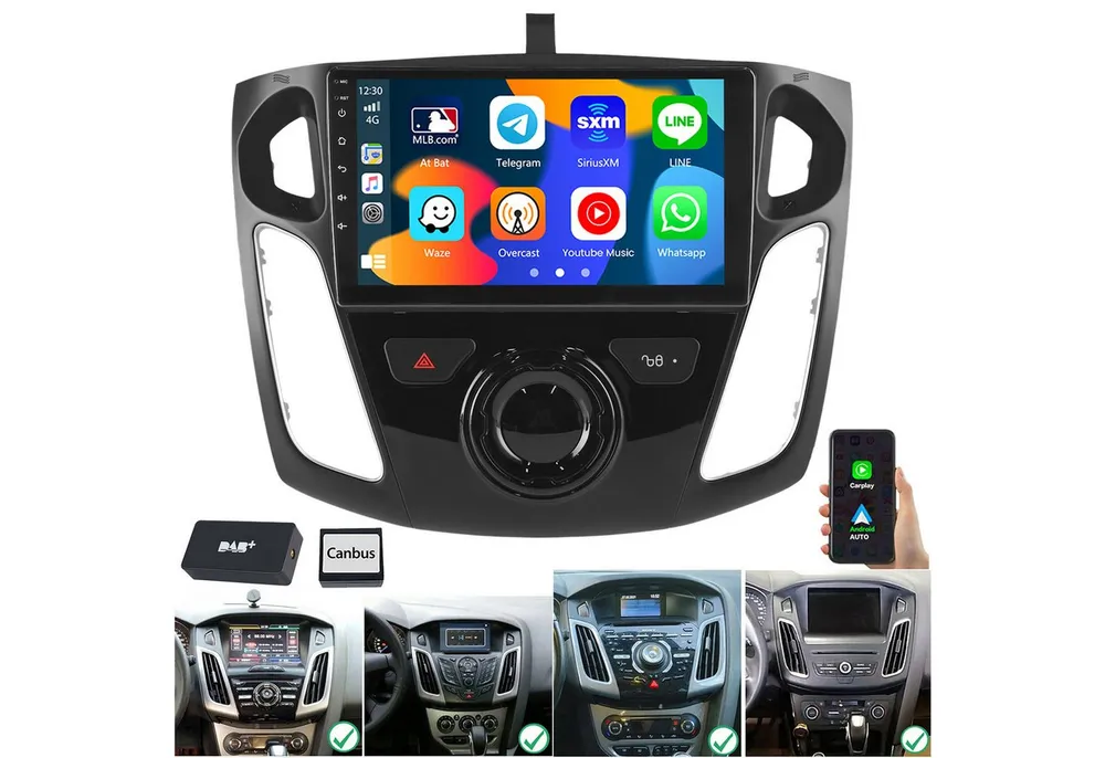 ESSGOO DAB+ Carplay Für Ford Focus MK3 2011-18 Autoradio Android 15 GPS NAVI Autoradio (RDS, 4+64GB(optional), Digitalradio (DAB), FM, AM, Carplay Android Auto Bluetooth EQ USB GPS Navi WIFI Touchscreen)